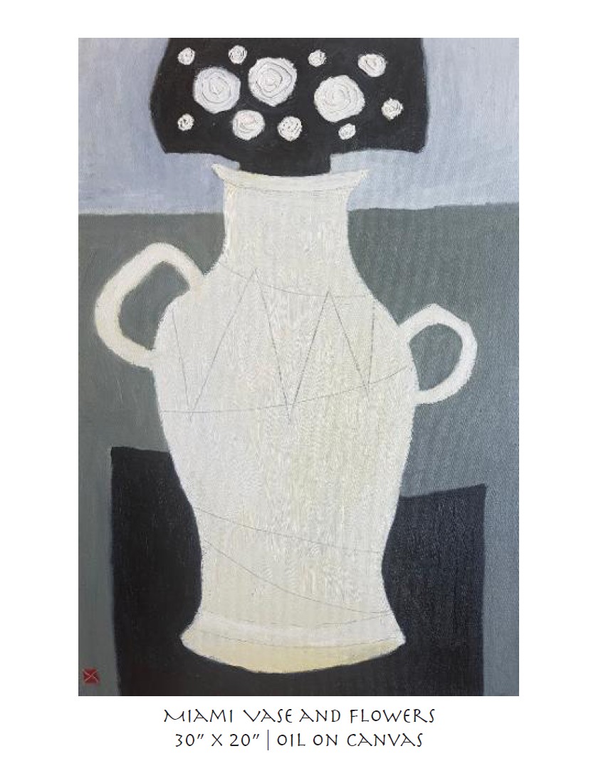 miami vase and flowers 30x20 oil on canvas