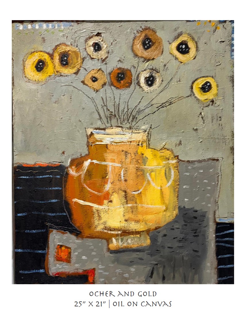 ocher and gold 25x21 oil on canvas